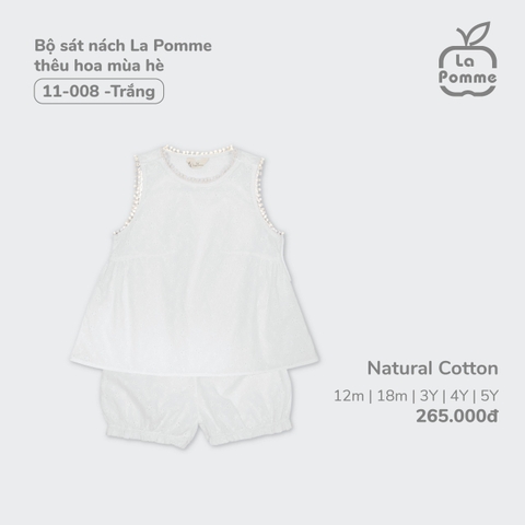 LP S20 - Bộ sát nách La Pomme thêu hoa mùa hè - Trắng thêu hoa - 3-4Y - SS24.T5A