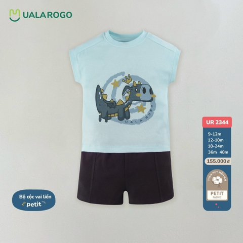 UR - Bộ cộc vai liền Petit 2344 - Xanh.Nâu - 9-12M - SS24.T6A