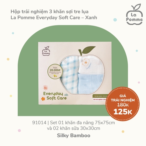 LP - K004 Hộp trải nghiệm 3 khăn sợi tre lụa La Pomme Everyday Soft Care - Xanh