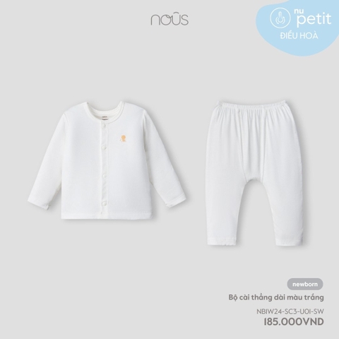 NOUS - Bộ cài thẳng dài màu trắng - Nu Petit - NB - SS24.T7A - Bộ cài thẳng dài màu trắng - .g dài màu trắng - Newborn - YY