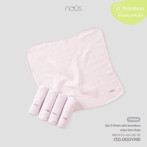 NOUS - Set 5 khăn sữa bamboo màu tím nhạt - Nu Bamboo - FS - SS24.T7A - Set 5 khăn sữa bamboo màu tím nhạt - .oo màu tím nhạt - FS