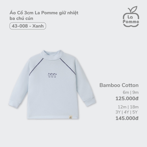 LP - Áo Cổ 3cm La Pomme giữ nhiệt ba chú cún - 6M Xanh - SS24.T7A