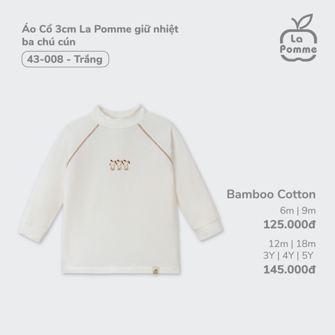 LP - Áo Cổ 3cm La Pomme giữ nhiệt ba chú cún - 6M Trắng - SS24.T7A