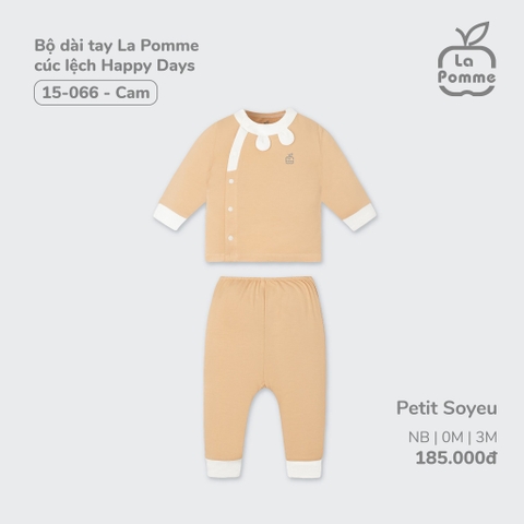 LP - Bộ dài tay La Pomme cúc lệch Happy Days - Newborn Be (Cam) - SS24.T7A
