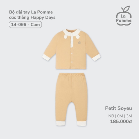 LP - Bộ dài tay La Pomme cúc thẳng Happy Days - Newborn Be (Cam) - SS24.T7A