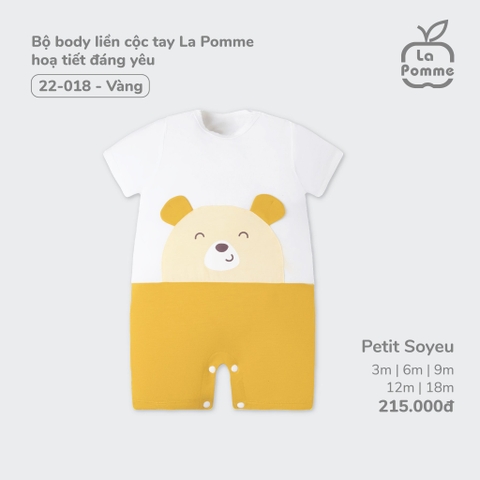 LP - Bộ body liền cộc tay La Pomme hoạ tiết đáng yêu - 3M Vàng - SS24.T7B