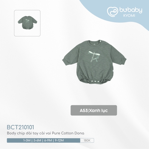 BU - Body chip dài tay cài vai Pure Cotton Dona - Xanh lục - 1-3M - SS24.T8A