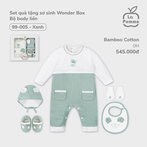 LP - Set quà tặng sơ sinh Wonder Box - Bộ body liền - Xanh - SS24.T8B