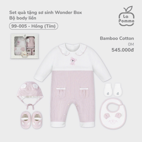 LP - Set quà tặng sơ sinh Wonder Box - Bộ body liền - Hồng (tím) - SS24.T8B