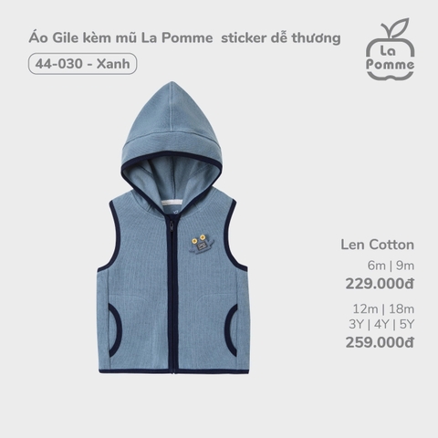 LP S40 - Áo Gile kèm mũ La Pomme sticker dễ thương - Xanh - 6-9M - SS24.T9A