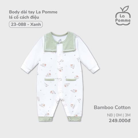 LP - Body dài tay La Pomme lá cổ cách điệu - Newborn Xanh - SS24.T9A
