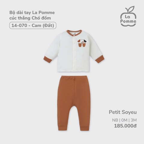 LP - Bộ dài tay La Pomme cúc thẳng Chó đốm - Newborn Cam (đất) - SS24.T9A