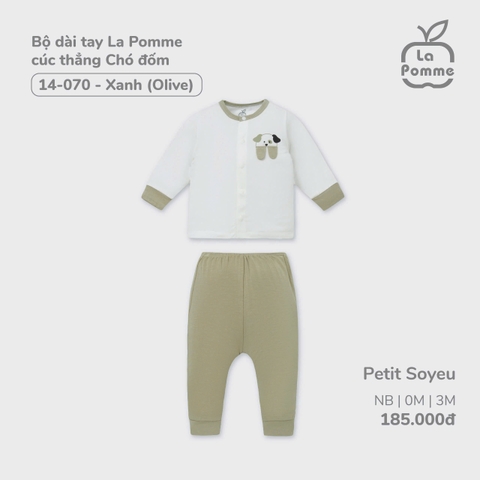 LP - Bộ dài tay La Pomme cúc thẳng Chó đốm - Xanh (Olive) - SS24.T9A