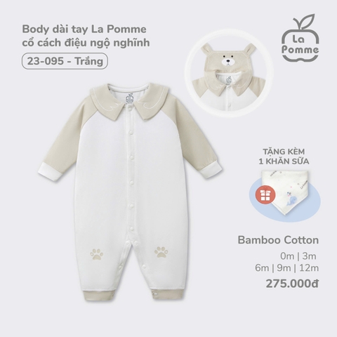 LP - Body dài tay La Pomme cổ cách điệu ngộ nghĩnh - 0M Trắng - SS24.T9A