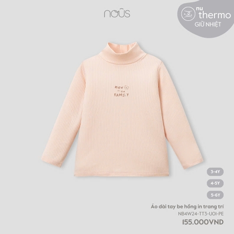NOUS - Áo dài tay be hồng in trang trí - Nu Thermo - 4Y - SS24.T9A