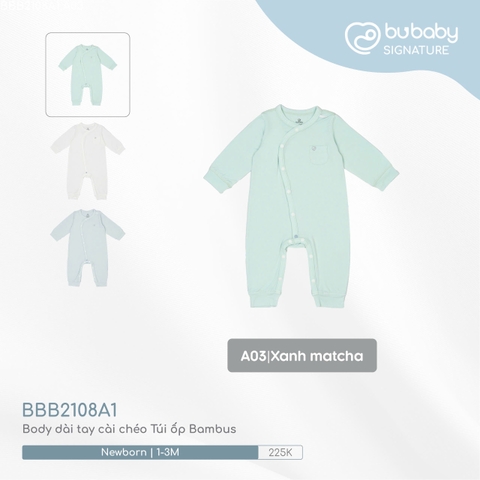 BU - Body dài tay cài chéo Túi ốp Bambus - Xanh matcha - 1-3M - SS24.T9A