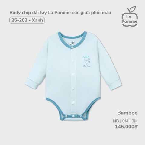 LP - Body chip dài tay La Pomme cúc giữa phối màu - 0M Xanh - SS24.T9B