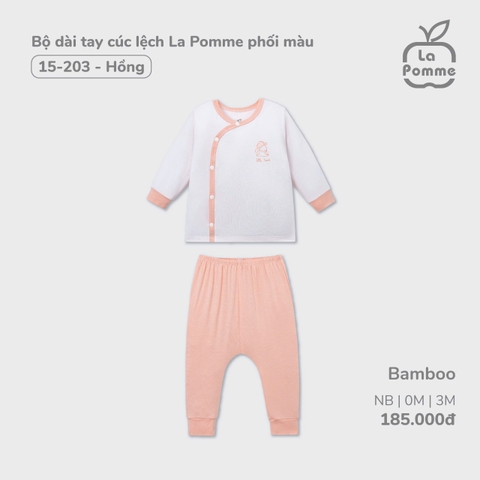LP - Bộ dài tay cúc lệch La Pomme phối màu - Newborn Hồng - SS24.T9B