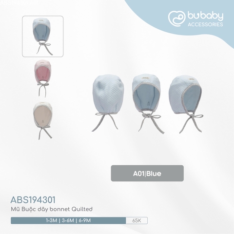 BU - Mũ Buộc dây bonnet Quilted - Blue - 3-6M - SS24.T10A