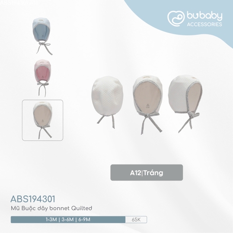 BU - Mũ Buộc dây bonnet Quilted - Trắng - 3-6M - SS24.T10A