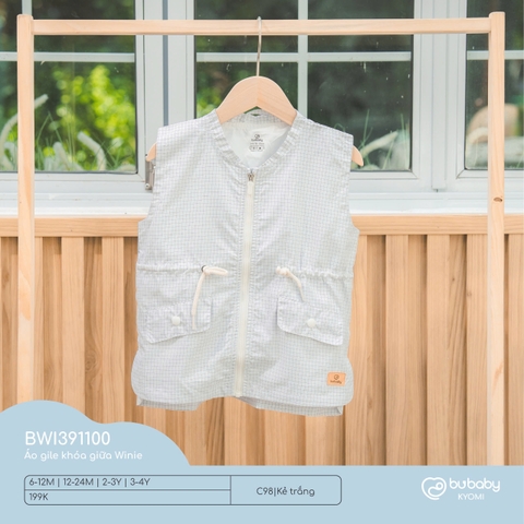 BU - Áo gile khóa giữa Winie - Kẻ trắng - 12- - SS24.T10A