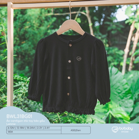 BU S25 - Áo cardigan dài tay bèo gấu Lennie - BWL31BG01 - Đen - 12-18M - SS24.T10A