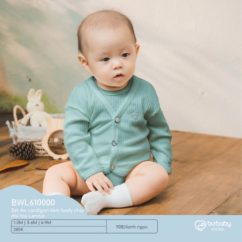 BU - Set Áo cardigan kèm body chip dài tay Lennie  - Xanh ngọc - 1-3M - SS24.T10A