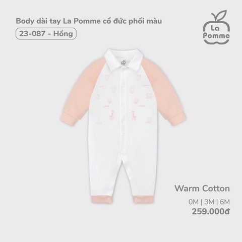 LP S40 - Body dài tay La Pomme cổ đức phối màu - Hồng - 0-3M - SS24.T10A