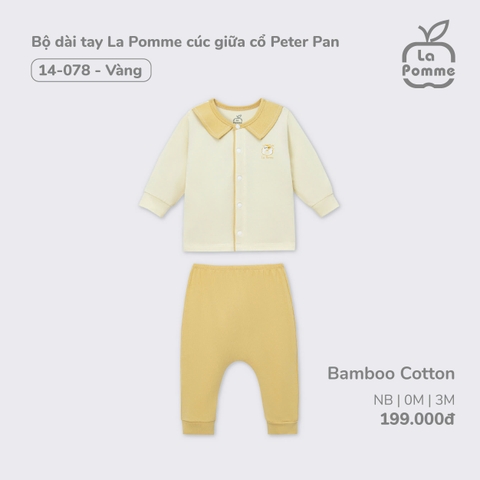 LP - Bộ dài tay La Pomme cúc giữa cổ Peter Pan - Newborn Vàng - SS24.T10A