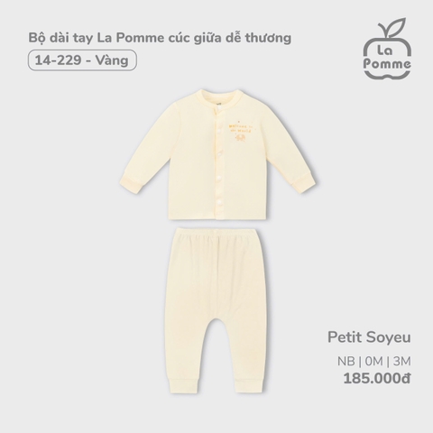 LP S10 - Bộ dài tay La Pomme cúc giữa dễ thương - Vàng - 3-6M - SS24.T10A