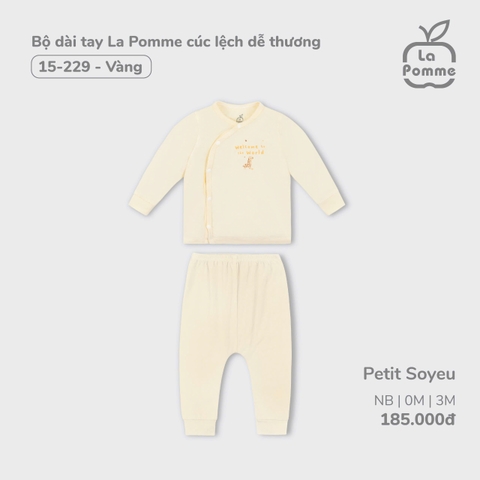 LP - Bộ dài tay La Pomme cúc lệch dễ thương - 0M Vàng - SS24.T10A
