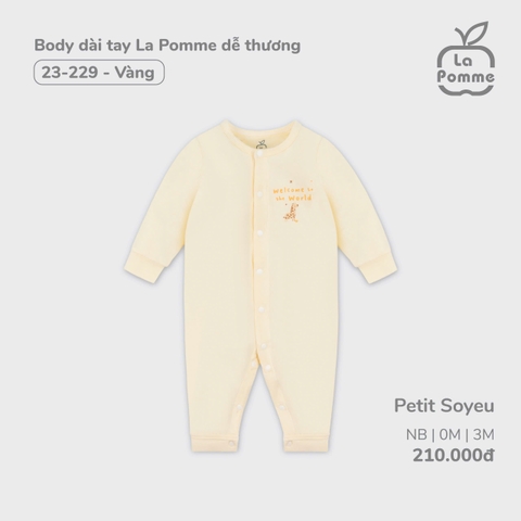 LP S20 - Body dài tay La Pomme dễ thương - Vàng - Newborn - SS24.T10A