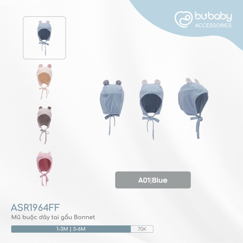 BU - Mũ buộc dây tai gấu Bonnet - Blue - 1- - SS24.T10B