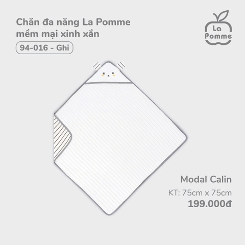 LP - Chăn đa năng La Pomme mềm mại xinh xắn - Ghi - SS24.T10B
