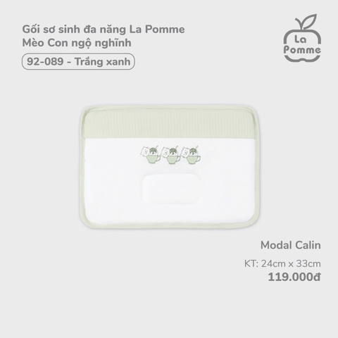 LP - Gối sơ sinh đa năng La Pomme Mèo Con ngộ nghĩnh - Trắng xanh - SS24.T10B