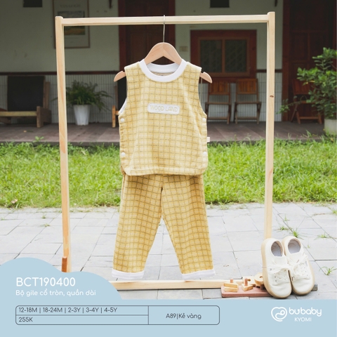 BU S25 - Bộ gile cổ tròn, quần dài - BCT190400 - Kẻ vàng - 4-5Y - SS24.T11A
