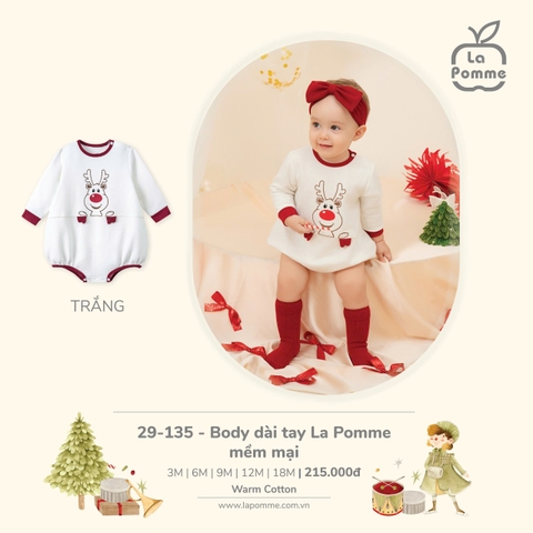 LP - Body dài tay La Pomme mềm mại - 3M Trắng - SS24.T11A