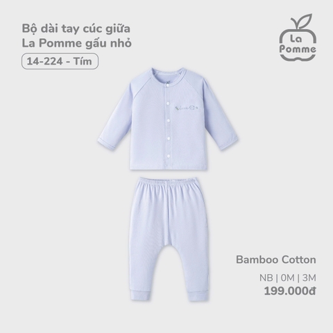 LP - Bộ dài tay cúc giữa La Pomme gấu nhỏ - Newborn Tím - SS24.T11A