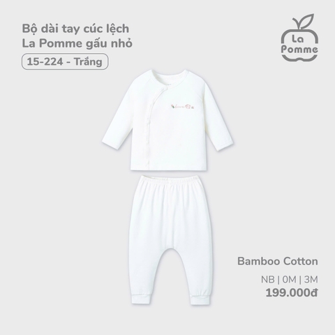 LP - Bộ dài tay cúc lệch La Pomme gấu nhỏ - Newborn Trắng - SS24.T11A