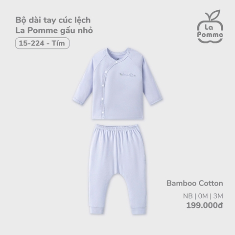LP - Bộ dài tay cúc lệch La Pomme gấu nhỏ - Newborn Tím - SS24.T11A