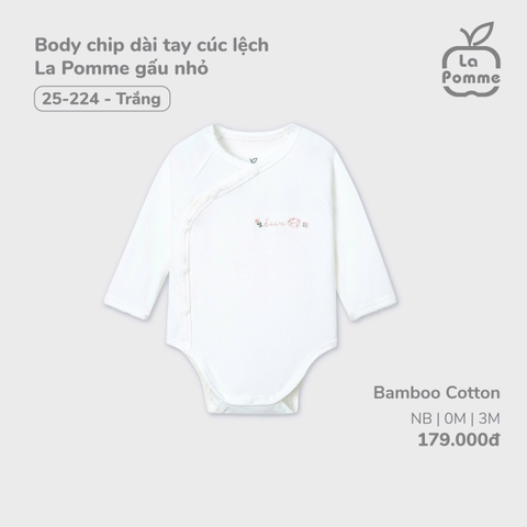 LP - Body chip dài tay cúc lệch La Pomme gấu nhỏ - Newborn Trắng - SS24.T11A
