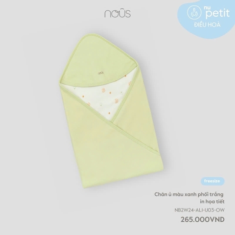 NOUS - Chăn ủ màu xanh phối trắng in họa tiết - FS - SS25.T8A