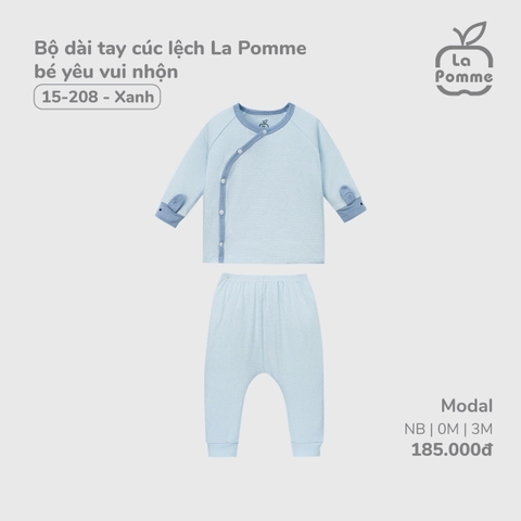 LP - Bộ dài tay cúc lệch La Pomme bé yêu vui nhộn - 3M Xanh - SS24.T11B