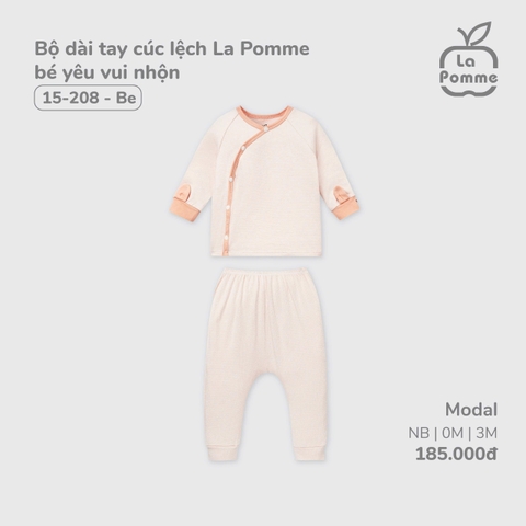 LP - Bộ dài tay cúc lệch La Pomme bé yêu vui nhộn - 0M Be - SS24.T11B