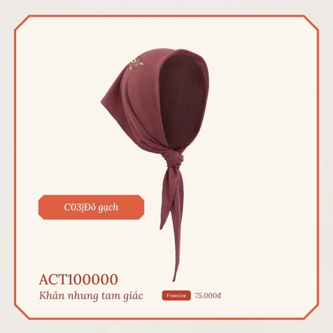 BU - Khăn nhung tam giác - Đỏ gạch - Free size - SS24.T12A