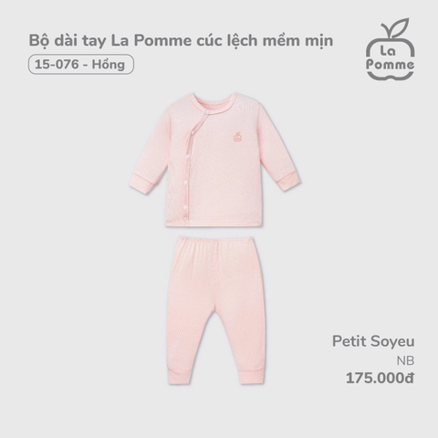 LP - Bộ dài tay La Pomme cúc lệch mềm mịn - Newborn Hồng - SS24.T12A