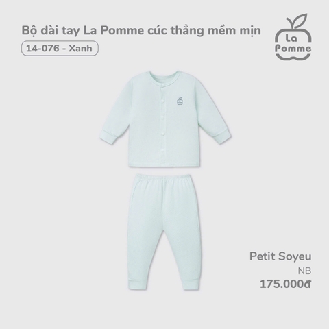 LP - Bộ dài tay La Pomme cúc thẳng mềm mịn - Newborn Xanh - SS24.T12A
