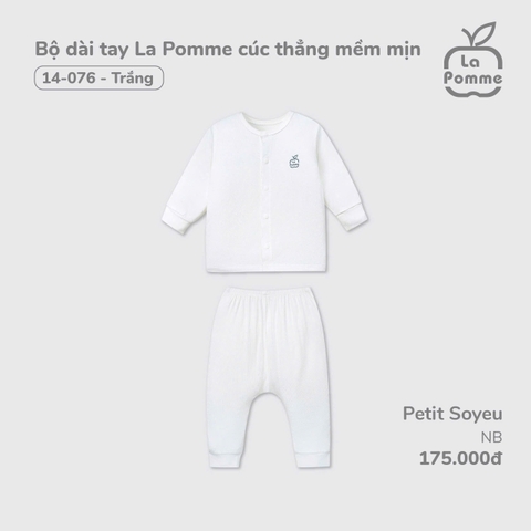 LP - Bộ dài tay La Pomme cúc thẳng mềm mịn - Newborn Trắng - SS24.T12A