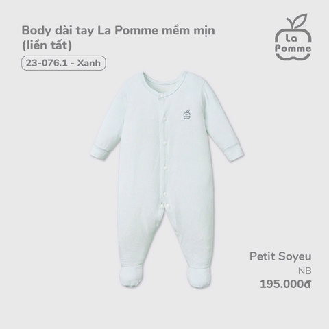 LP - Body dài tay La Pomme mềm mịn (liền tất) - Newborn Xanh - SS24.T12A