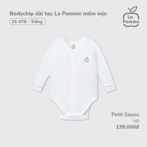 LP - Body chip dài tay La Pomme mềm mịn - Newborn Trắng - SS24.T12A